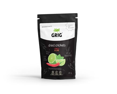 GRIG getrocknete Grillen - essbarer Insektensnack, 20g (Chili und Limette) von GRIG