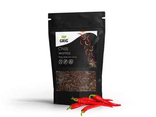 GRIG getrocknete Würmer, essbarer Insektensnack, 20g (Chili) von GRIG