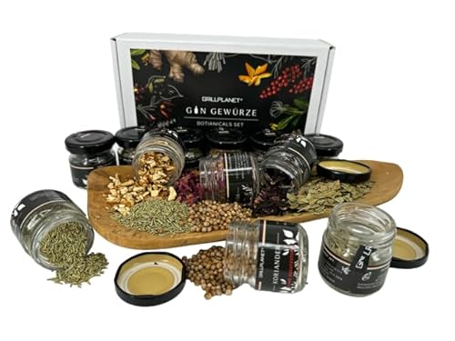 Gin-Gewürzset mit 12 handverlesenen Botanicals zum Aromatisieren von Gin, Premium Qualität von Grillplanet von GRILLPLANET