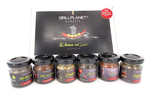 Grill BBQ und Pfannen Gewürze Geschenkset Premiumqualität Grillplanet ohne Zusatzstoffe Gewürzmischung von GRILLPLANET