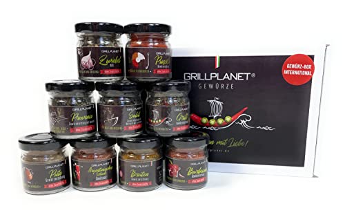 Grillplanet 9er Gewürz-Geschenk-Set Designgläser, Gewürze aus aller Welt, Gewürz-Set 177g, Grill und Pfanne Grillplanet 9er Gewürz-Geschenk-Set Designgläser, Gewürze aus aller Welt, Gewürz-Set 177g, Grill und Pfanne von GRILLPLANET