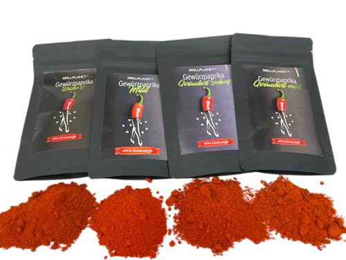 Ungarisches Paprikapulver mild, scharf, scharf geräuchert und mild geräuchert. Ungarischer Paprika zum Testen und Geniessen Ungarisches Paprikapulver mild, scharf, scharf geräuchert und mild geräuchert. Ungarischer Paprika zum Testen und Geniessen von GRILLPLANET