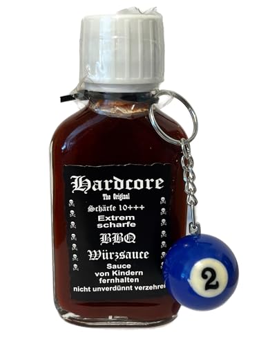 Hardcore - Extrem scharfe BBQ Würzsauce, 95ml, mit Schlüsselanhänger Blau von GRILLSTONE