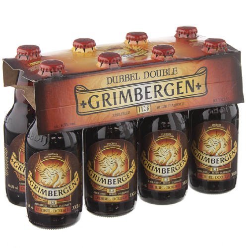 Original belgisches Bier - GRIMBERGEN Double 6,5% vol. 8 x 33 cl, Abteibier, hohe Gärung, dunkelbraun inc. 0.64€ MEHRWEG Pfand von GRIMBERGEN