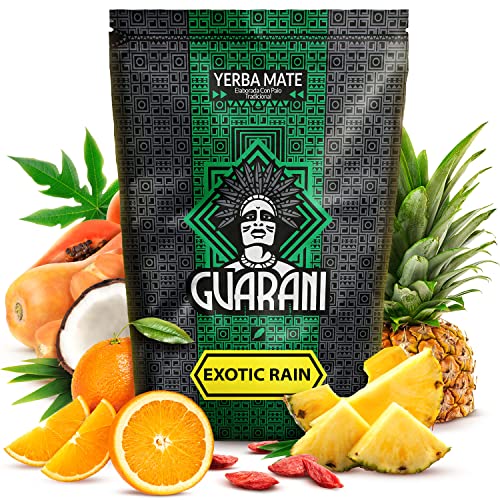 Guarani Exotic Rain 0,5kg | Fruchtiger, tropischer Mate Tee 500g | Mango, Goji-Beeren, Papaya, Ananas | Die Kraft des natürlichen Koffeins | Tee Mate Tee aus Paraguay von Guarani