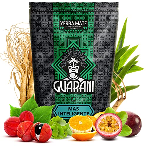 Guarani Mas Inteligente 0,5kg | Anregender Mate Tee 500g | Guarana, Ginseng, Ginkgo biloba | Die Kraft des natürlichen Koffeins | Tee Mate Tee aus Paraguay von Guarani