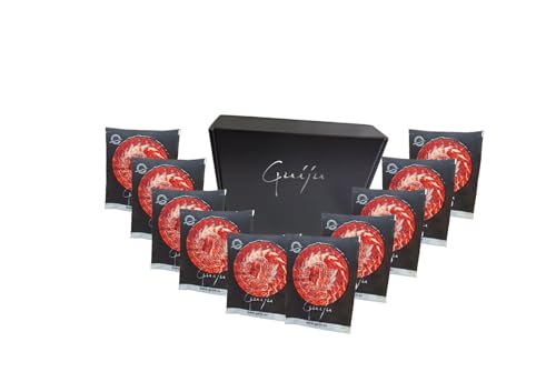 Iberischer Köderschinken, 50 % IBERISCHE RASSE, 10 Teller, Messerschnitt, 100 g, aus Salamank. von GUIJU