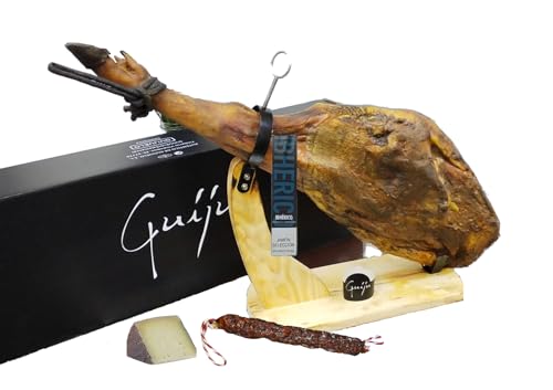 Schinken Selection Limited Edition + Geschenk Keil mit Eierkäse + Wurst oder iberischer Wurst aus - Gewicht 9,5-10 kg, verpackt und mit Schachtel, Weihnachtskorb, ibhérico von GUIJU