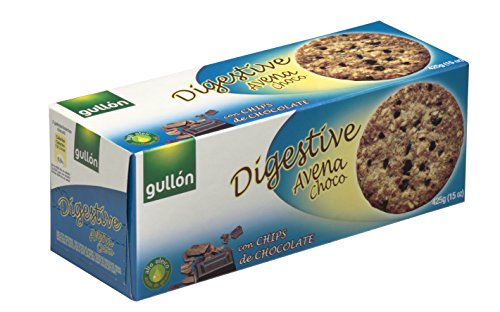 Gullón, Digestive Avena Choc, Vollkornkekse mit Hafer, Weizen und Stückchen schwarzer Schokolade, 425 g, 3er Pack von Gullon