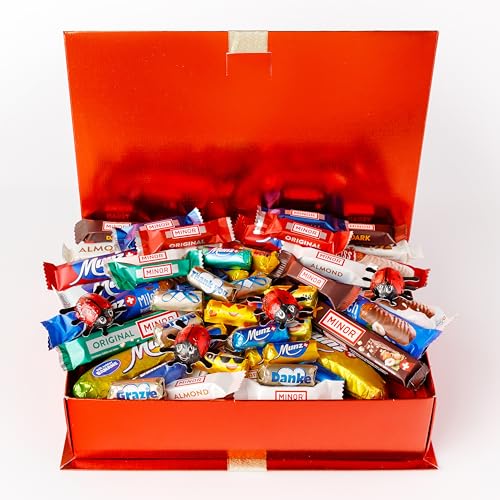 GUSTONE Geschenk-Set Schweizer Schokoladenriegel Munz Minor im edlen Geschenkbuch 84 Stück von GUSTONE.