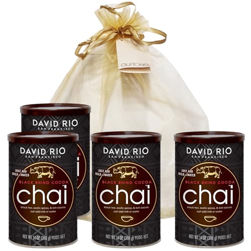 GUSTONE. David Rio Geschenkset Black Rhino Cocoa 4 x 398g Dosen Chai Latte von GUSTONE.