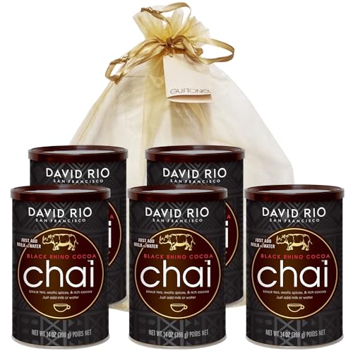 GUSTONE. David Rio Geschenkset Black Rhino Cocoa 5 x 398g Dosen Chai Latte von GUSTONE.