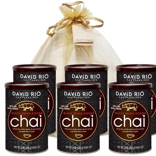 GUSTONE. David Rio Geschenkset Black Rhino Cocoa 6 x 398g Dosen Chai Latte von GUSTONE.