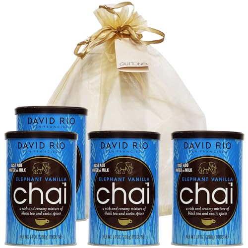 GUSTONE. David Rio Geschenkset Elephant Vanilla 4 x 398g Dosen Chai Latte von GUSTONE.