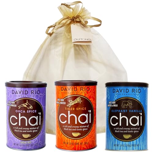 GUSTONE. David Rio Geschenkset | Orca, Tiger Spice, Elephant Vanilla | 3 x Dosen Chai Latte 1133g von GUSTONE.