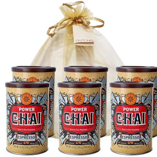 GUSTONE. David Rio Geschenkset Power Chai Espresso 6 x 398g Dosen Chai Latte von GUSTONE.