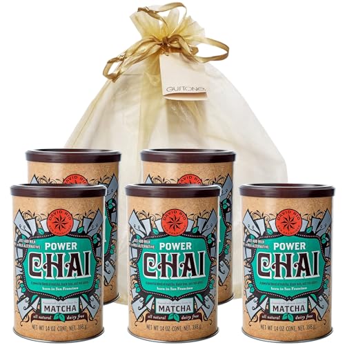 GUSTONE. David Rio Geschenkset Power Chai Matcha 5 x 398g Dosen Chai Latte von GUSTONE.