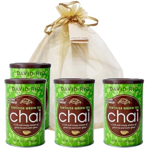 GUSTONE. David Rio Geschenkset Tortoise Green Tea 4 x 398g Dosen Chai Latte von GUSTONE.