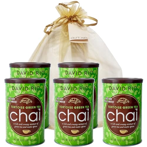 GUSTONE. David Rio Geschenkset Tortoise Green Tea 5 x 398g Dosen Chai Latte von GUSTONE.