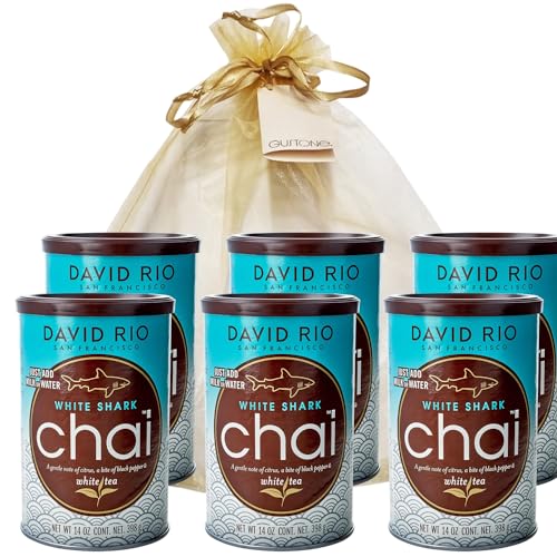 GUSTONE. David Rio Geschenkset White Shark White Tea 6 x 398g Dosen Chai Latte von GUSTONE.