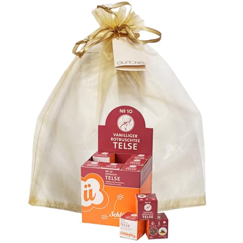 GUSTONE. Tee-Geschenkset Schlürf Bio Rotbuschtee „Telse“ 27 Pyramiden-Teebeutel von GUSTONE.