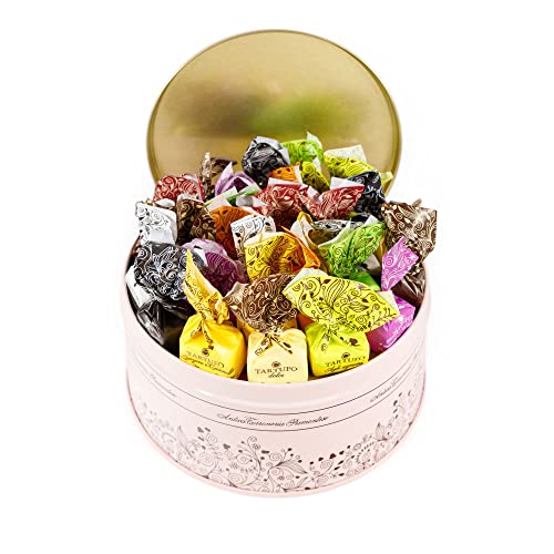 GUSTONE. gemischte Premium Trüffel Collection in edler Geschenkdose - 30 hochwertige Schokoladen-Trüffelpralinen von Torroneria Piemontese von GUSTONE.