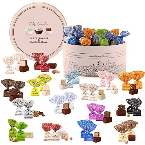 GUSTONE. gemischte Premium Trüffel Collection in elder Geschenkdose - 32 hochwertige Schokoladen-Trüffelpralinen von Torroneria Piemontese GUSTONE. gemischte Premium Trüffel Collection in elder Geschenkdose - 32 hochwertige Schokoladen-Trüffelpralinen von Torroneria Piemontese von GUSTONE.