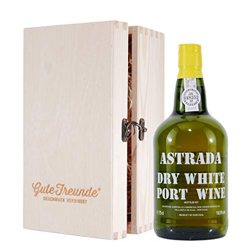 Astrada Dry-White Portwein mit Geschenk-Holzkiste von GUTE FREUNDE Geschmack verbindet