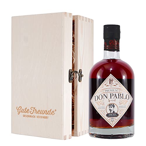 Don Pablo Premium Rum Spiced mit Geschenk-Holzkiste von GUTE FREUNDE Geschmack verbindet