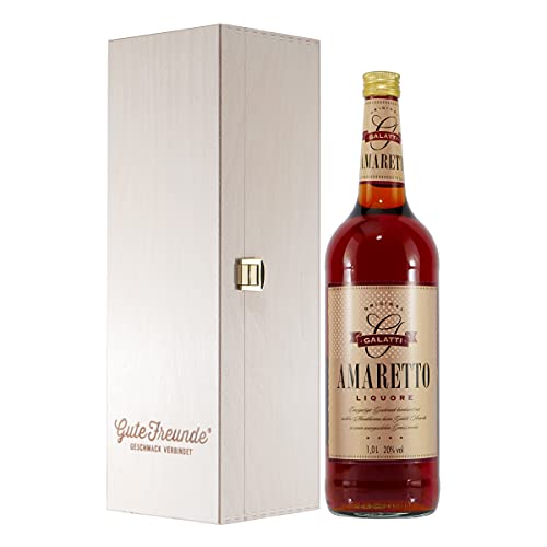 Galatti Amaretto Liquore mit Geschenk-Holzkiste von GUTE FREUNDE Geschmack verbindet