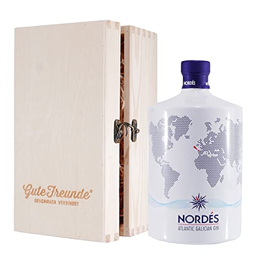 Nordés Atlantic Galician Gin mit Geschenk-Holzkiste von GUTE FREUNDE Geschmack verbindet