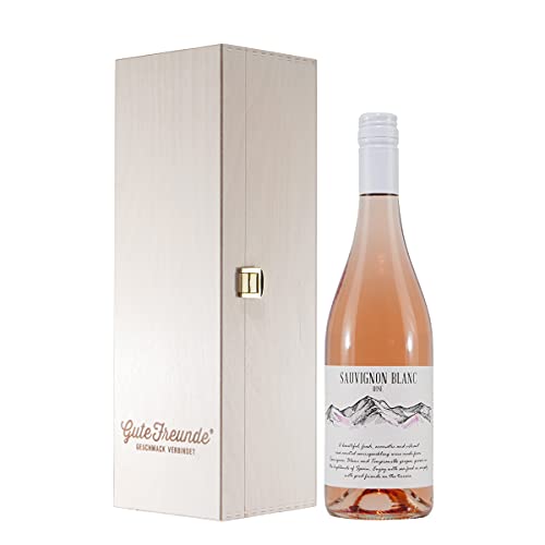 Sauvignon Blanc Roséwein mit Geschenk-Holzkiste von GUTE FREUNDE Geschmack verbindet