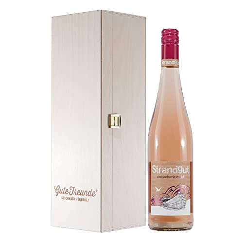 Strandgut Weinschorle Rosé mit Geschenk-Holzkiste von GUTE FREUNDE Geschmack verbindet