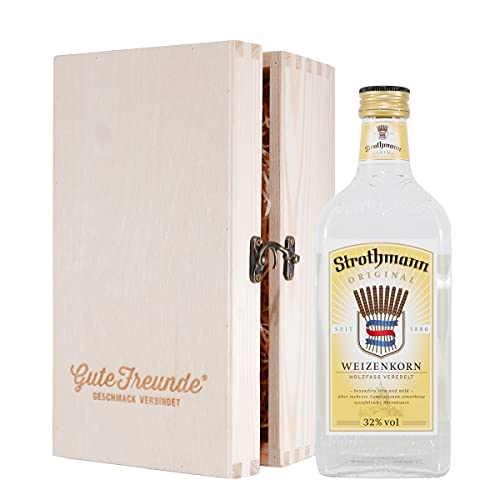 Strothmann Weizenkorn (0,35L) mit Geschenk-Holzkiste von GUTE FREUNDE Geschmack verbindet