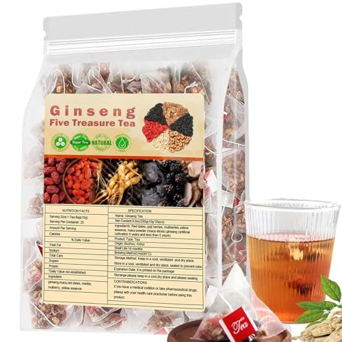 Kidney Tea Formula Ginseng Six Treasure Tea, Organic Kidney Cleanse Teabag for Men and Women, 20 Bags/Pack (1BAG) von GXJIXf