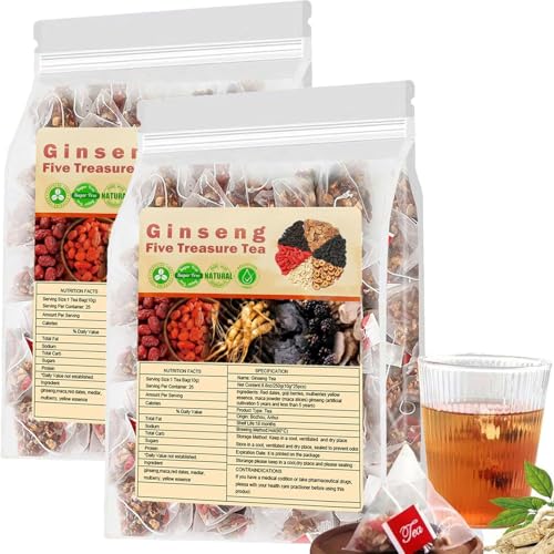 Kidney Tea Formula Ginseng Six Treasure Tea, Organic Kidney Cleanse Teabag for Men and Women, 20 Bags/Pack (2BAGS) von GXJIXf