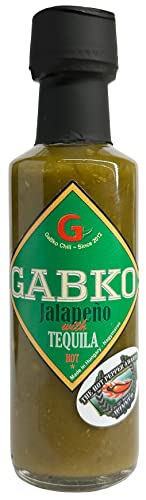 Gabko Jalapeno Sauce mit Tequila (100 ml) - preisgekrönte Chili Sauce mit frischen Jalapenos & Tequila - leicht scharfe Soße aus Ungarn von Gabko