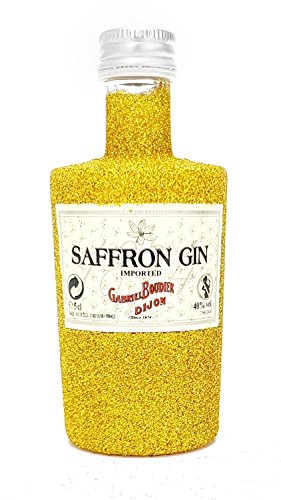 Saffron Gin Mini 50ml (40% Vol) - Bling Bling Glitzer Glitzerflasche Flaschenveredelung für besondere Anlässe - Gold -[Enthält Sulfite] von Gabriel Boudier