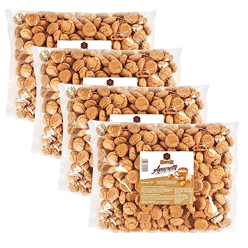 Gadeschi Amaretti (4x 1kg) | italienisches Gebäck aus Aprikosenkernen | Kaffeegebäck groß | 4kg Kekse Amaretti von Gadeschi