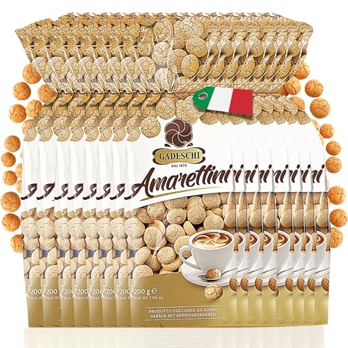 Gadeschi Amarettini (15x 200g) | italienisches Gebäck aus Aprikosenkernen | Kaffeegebäck | insgesamt 3kg Kekse Amarettini von Gadeschi