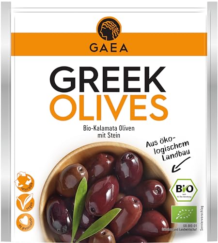 GAEA Bio Kalamata Oliven mit Stein | 8 x 150g | Natürlich & Aromatisch | Ideal für Snacks und Salate von Gaea