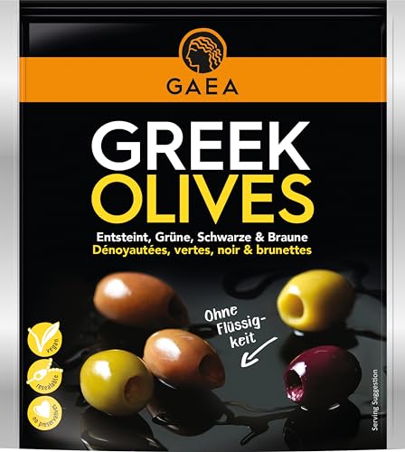 GAEA Gemischte Oliven mit Basilikum & Zitrone | 8 x 150g | Aromatische Marinade | Perfekt zu Drinks & Salaten von Gaea