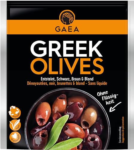 GAEA Kalamata Oliven ohne Stein | 8 x 150g | Natürlich schwarz & sonnengereift | Für Snacks & Salate von Gaea