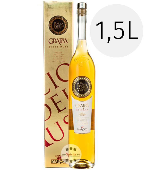 Marcati Grappa Riserva „Il Bacio delle Muse“ 1,5l in Geschenkbox (40 % vol., 1,5 Liter) von Gagliano Marcati