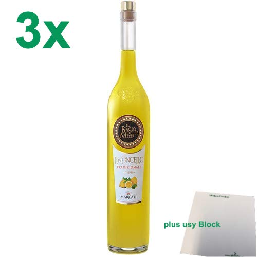 Marcati Limoncello Il Bacio delle Muse "Limoncello Tradizionale" 3er Pack (3x1,5l Flasche) + usy Block von Gagliano Marcati