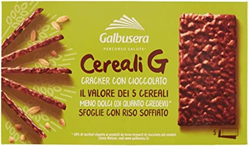 3x Galbusera Cereali G Crackers Puffreis mit Schokolade überzogen snack 150g Die Packung enthält 5 Portionen von 2 Crackern von Galbusera