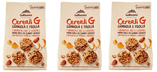 3x Galbusera Cereali G Granola e Frolla Shortbread-Kekse mit Müsli und Obst mit Aprikose, Orange und Mandeln cookies biscuits 300g von Galbusera
