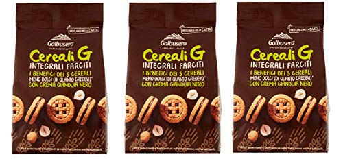 3x Galbusera Cereali G Integrali Farciti Vollkorn Shortbread Kekse gefüllt mit Gianduja Creme cookies biscuit 250g von Galbusera