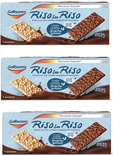 3x Galbusera Riso su riso Crackers Puffreis mit Schokolade überzogen snack 150gr von Galbusera