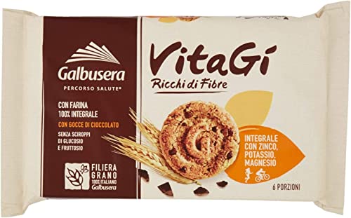3x Galbusera VitaGi Kekse reich an Fasern mit tropfen schokolade 300g (6 snack) von Galbusera